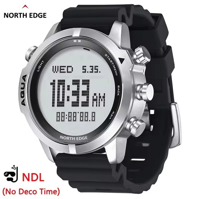 NORTH EDGE Men's Professional Diving Computer Watch Scuba Diving NDL 100M Dive Watches Altimeter Barometer Compass AQUA