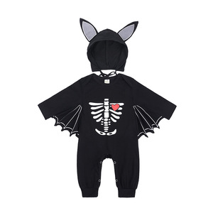 Costume da scheletro 3D per <span class=keywords><strong>bambini</strong></span> di Halloween nuova <span class=keywords><strong>tuta</strong></span> da neonato con cappuccio a forma di pipistrello abbigliamento Cosplay per <span class=keywords><strong>bambini</strong></span> - Product Image 2