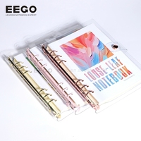 Nouveau blanc clair Pvc couverture souple personnalisé en gros rechargeable feuilles mobiles Journal 6 reliure à anneaux or A5 cahier avec diviseur