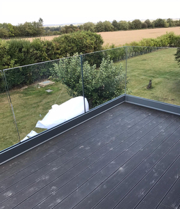 Thiết kế lạ mắt bên ngoài không khung ban công nhôm U kênh Tempered rõ ràng kính lan can với đèn LED - Product Image 5