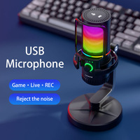 Micrófono de Condensador USB RGB, Micrófono para Streaming y Juegos, Plug&Play, Compatible con Windows/MAC para Grabación en Estudio