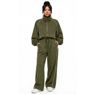 <b>Women's</b> Casual Solid Summer Waterproof Performance Windbreaker Tracksuit Set Sports <b>Jacket</b> Matching Running Pants Activewear - Product Image 1
