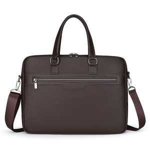Sac pour ordinateur portable en cuir PU grande capacité, sacoche de voyage d'affaires, sacoche imperméable à bandoulière, compartiment pour ordinateur portable 14 pouces, sacoche en cuir pour homme - Product Image 1