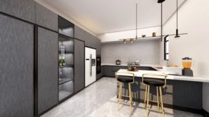 BALOM Armoire de cuisine moderne en laque grise préfabriquée avec base supérieure Meubles de cuisine avec prix d'usine - Product Image 5