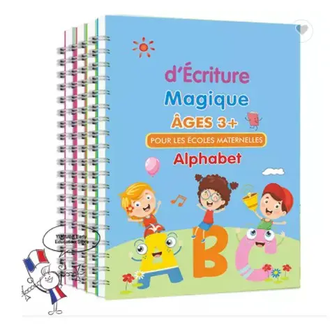 3D French Groove Magic Practice Copybook Children's Book Learning Numbers French Letters Calligraphy Writing Exercise Books Gift