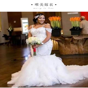 Mermaid Wedding Dress White Sweetheart Neckline Lace Plus Size Custom Made Slimming Flattering Style JM029 - Product Image 2