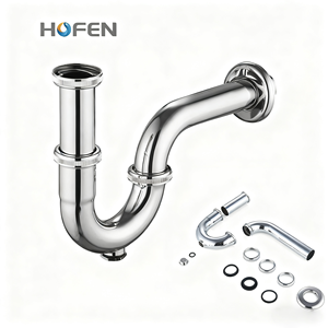 Accessoires de salle de bain de haute qualité, vente directe d'usine, siphon en forme de P ondulé chromé G1-1/4'' pour lavabo - Product Image 1