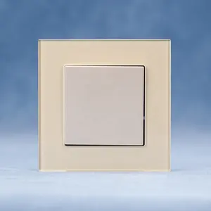 EU Standard Tempered Glass Panel 250V 10A Wall Switch 1 Gang 1 Way 2 Way Switches Parts with White Black Gold Grey Wall Plate