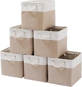 <b>Collapsible</b> Fabric <b>Storage</b> Bin with Ropes Foldable <b>Storage</b> Cubes 11 x 11 Inch Cube <b>Storage</b> Bins for Closet - Product Image 1