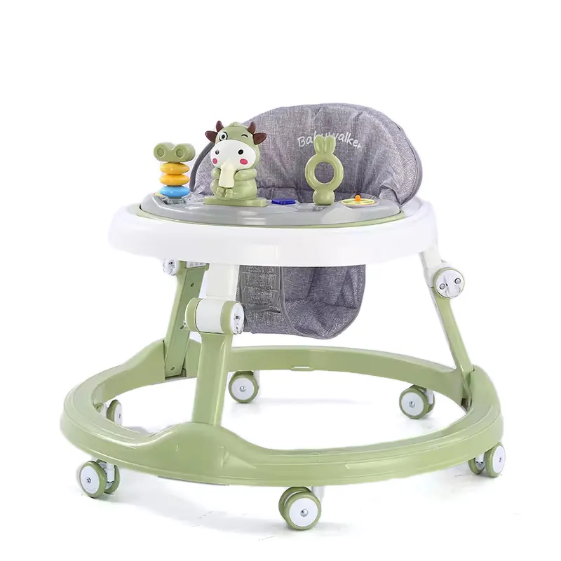 2024 New model 3 in 1 folding plastic music cartoon baby walker with wheels and seat