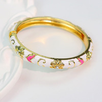 Gelang Rantai Bunga Berlapis Emas Cicily Old Beijing Alloy dengan Zirkon, Enamel, dan Filigree, Gaya Kota Terlarang