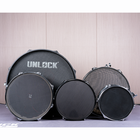 Kit de batterie électronique UNLOCK Black avec peaux de batterie en maille 2-3 couches, 10/12/14/16/22 pouces, système de réduction du bruit professionnel, logo personnalisé, haute qualité