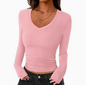Camiseta de Manga Larga Informal y Cómoda con Cuello en V para Mujer JAC22 <span class=keywords><strong>A45</strong></span> - Product Image 3