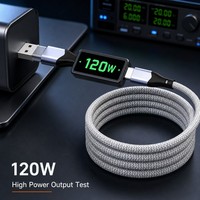 Cable de Carga Rápida USB a Tipo C de 120W 6A, Trenzado, de Cobre Estañado, en Varias Longitudes, OEM para Teléfono Móvil y Computadora