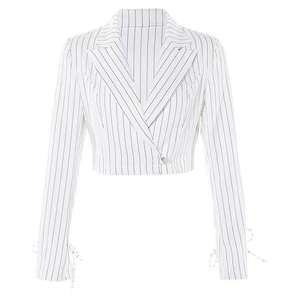 Las mujeres Vintage a rayas corto chaqueta <span class=keywords><strong>Mujer</strong></span> - Product Image 5