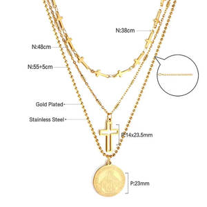 Collar con colgante personalizado de acero inoxidable 316L, chapado en oro PVD de 14K/18K, joyería fina de moda, collar con cruz dorada para mujer. - Product Image 6