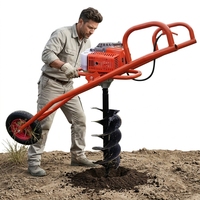 Moteur à essence 63cc 1200W 2 temps/4 temps, tarière de forage de terre en fer avec couple maximal de 48,97 lb-pi