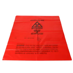 LDPE de alta calidad/HDPE rojo amarillo desechos Autoclave médica de riesgo biológico bolsa de basura