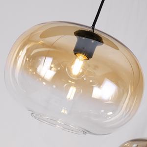 Chine Fabricant Moderne Lustre En Verre Pendentif Restaurant Grand Lustre Verre Ambre E27 Plafond Pendentif Éclairages - Product Image 6