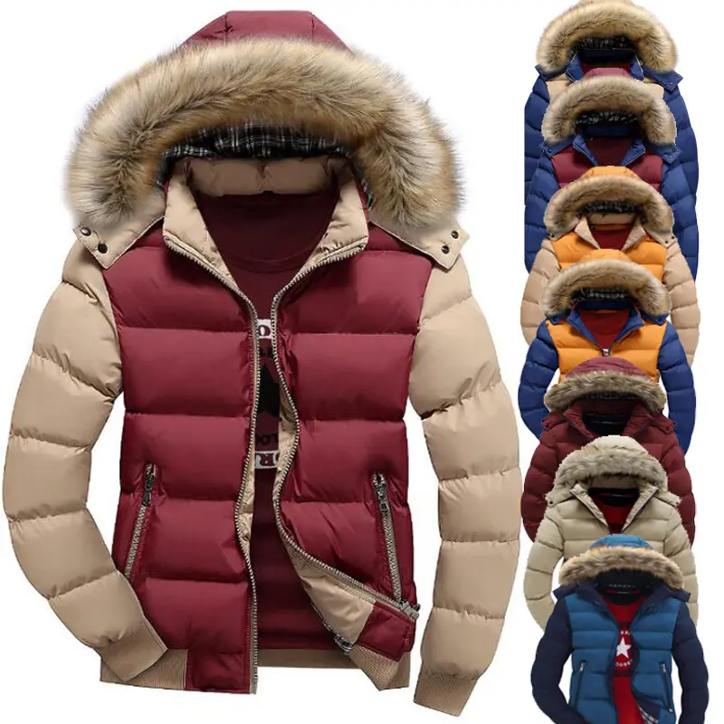Jaqueta masculina de inverno com capuz, casaco de inverno quente com zíper slim para homens, jaqueta de inverno com capuz