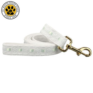 SinSky-<span class=keywords><strong>Collar</strong></span> estampado para mascotas, cuerda de tracción, hebilla de anillo en D, diseño degradado de boda, conjunto de <span class=keywords><strong>collar</strong></span> y correa de perro mascota de encaje blanco de lujo - Product Image 4