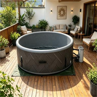 Spa gonflable portable pour 2 à 4 personnes, spa extérieur prêt à l'emploi avec chauffe-eau et couverture