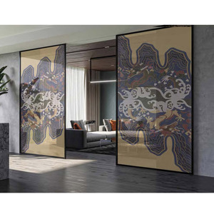 Conception personnalisée Cité interdite Série Art décoratif Cloison <span class=keywords><strong>de</strong></span> porte coulissante en verre Cloison étanche coupe-vent Verre trempé <span class=keywords><strong>de</strong></span> sécurité - Product Image 2