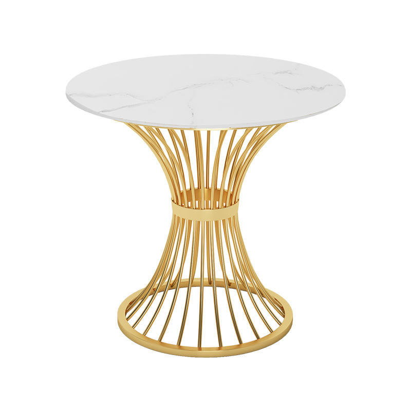 Waist-shaped small round table white