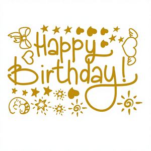 Autocollants transparents écologiques en papier pour ballons Bobo de mariage, autocollants dorés Joyeux Anniversaire Garçon Étoiles Cœurs pour anniversaire, vente en gros - Product Image 1