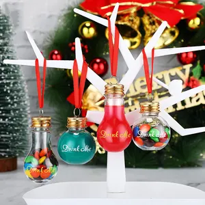 Kerstbal Fles 300Ml 400Ml 500Ml Plastic Ornamenten Feestelijke Drankballen Lege Heldere Drankfles Aangepaste Geschenkdoos