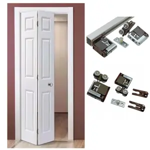 Aluminum sliding folding door and window hardware track rail kit with steel core nylon roller wheel for entry flat interior door