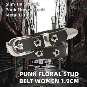 Cinturón Casual Estilo Punk con Flores para Mujer, para Jeans/Pantalones/Vestidos, Hebilla de Aleación con Anillo en D, Cuero Sintético, 1.9 CM de Ancho, 105 CM de Largo - Product Image 2
