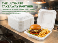 Contenants à hamburger jetables Fude, écologiques, en PP de qualité alimentaire, à 3 compartiments, pliables, pour usage industriel, personnalisables