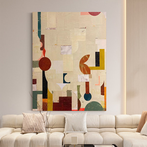 Peinture à l'huile peinte à la main, art abstrait, cadre métallique rectangulaire, décoration murale moderne minimaliste pour salon, Dafen Village Designer - Product Image 4