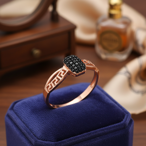 Diseño de símbolo de llave griega de piedra CZ negra, venta al por mayor, joyería fina de plata 925 hecha a mano turca para mujeres - Product Image 3