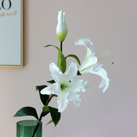 Großhandel Künstliche Blume 3-Köpfige PU Echt-Touch Lilie für Hochzeit Outdoor Heim Innen Dekoration Kunstblumen-Arrangement