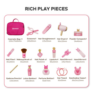 Ensemble de maquillage en bois Montessori pour filles, jeu d'imitation, kit de <span class=keywords><strong>salon</strong></span> de beauté, miroir, sac de <span class=keywords><strong>rangement</strong></span>, apprentissage précoce 4-6 mois - Product Image 6