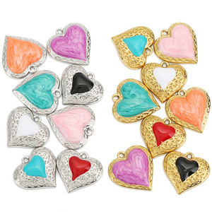 Colgante de Corazón de Acero Inoxidable con Esmalte de Colores, Accesorio de Joyería DIY, Estilo Coreano, Tema de Amor - Product Image 2