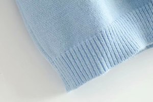 Cardigan in Cotone Azzurro OEM per Donna, 12GG, Scollo a V, Bottoni, Design Casual, <span class=keywords><strong>Maglia</strong></span> Corta per Ragazze - Product Image 6