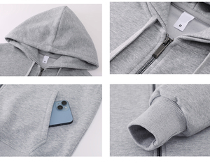 Sudadera de lujo con diseño personalizado, logotipo bordado, fabricante de sudaderas con cremallera, sudadera de algodón grueso con cremallera para hombre - Product Image 6