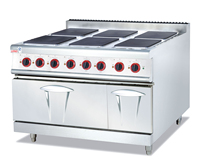 Cuisinière électrique à 6 plaques en acier inoxydable pour cuisine commerciale, four intégré
