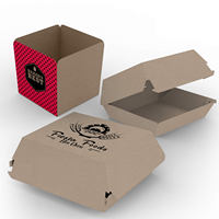 Caja con Logotipo Impreso Personalizado con Diferentes Colores, Caja de Embalaje de Alimentos Desechable, Caja de Hamburguesas de Papel Kraft Compostable Ecológica