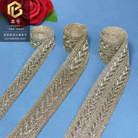 Ruban tissé métallique doré Leixusi, garniture en dentelle ajourée Chevron pour ceinture de costume ethnique, accessoires de vêtement faits main DIY, vente en gros