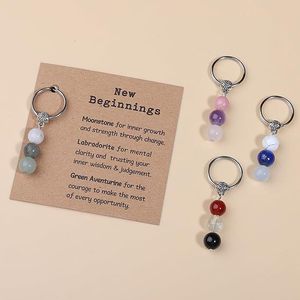 Porte-clés personnalisé fait main en pierres précieuses naturelles, agate, améthyste, œil de tigre, cristal de guérison, bijou d'amitié, cadeau - Product Image 3