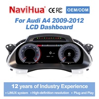 Panel Instrumen Digital Mobil Navihua untuk Audi A4 2009-2012 LCD Dashboard Speedometer Sistem Linux Upgrade