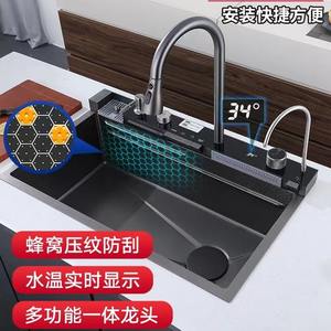 Fregadero de Cocina de Acero Inoxidable SUS304, de un Solo Tazón, con Pantalla Digital, Acabado Gris Cepillado, Multifuncional, para Vegetales - Product Image 2