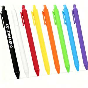 Stylos à bille promotionnels personnalisés en plastique avec revêtement caoutchouté doux, nouveauté, impression de logo plume, cadeau fabriqué en Chine - Product Image 1