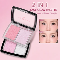 Palette de fard à joues et d'enlumineur 2 en 1 à haute pigmentation, fard à joues rose mat, enlumineur scintillant, cosmétiques, étiquette privée, logo personnalisé, vente en gros