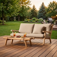 Canapé d'extérieur en teck massif de luxe, résistant aux intempéries, meubles de jardin et de terrasse