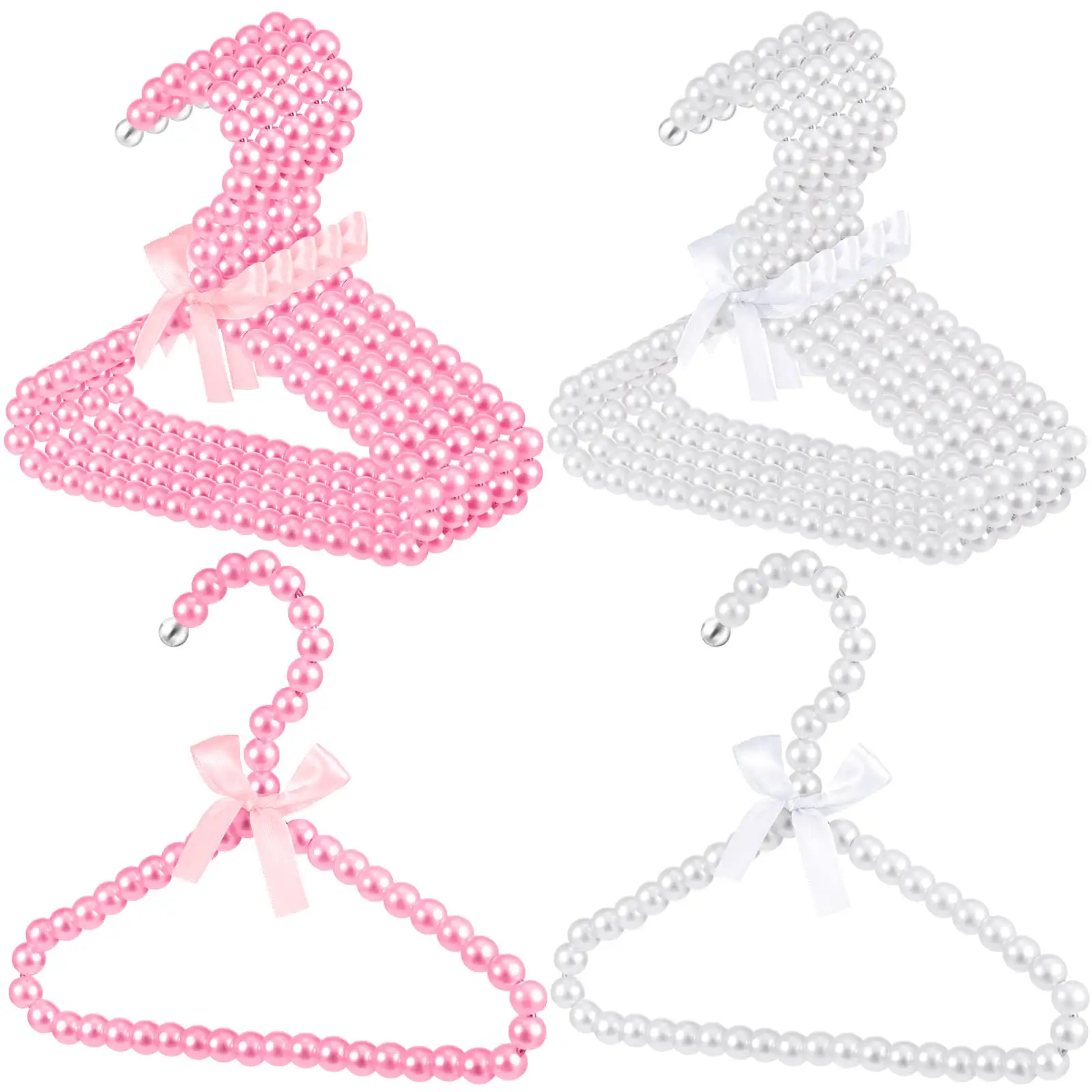 Groothandel Luxe Kralen Kleine Parel Hangers Baby Pet Kleding Hanger Parel Plastic Pak Hangers